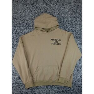 Assholes Live Forever Hoodie Mens XL Tan Graphic Pullover Streetwear Sweatshirt